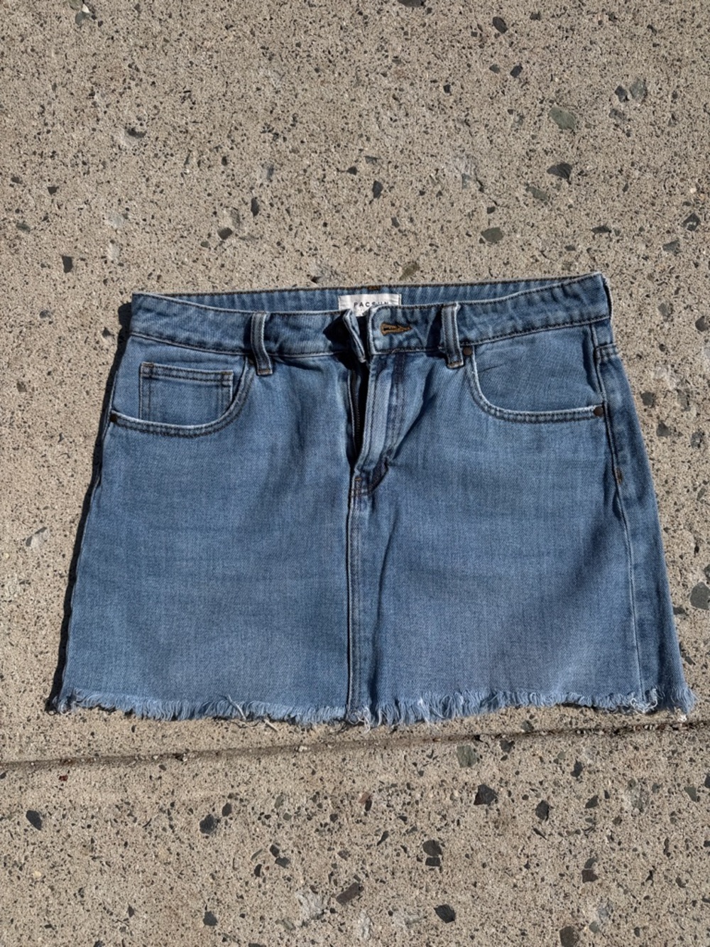 PacSun Light Blue Denim Mini Skirt with Raw Hem
